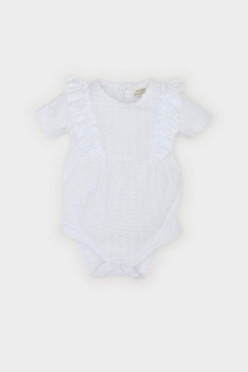 Newborn Baby Girl Short Sleeve Bicycle Neck Bodysuit
