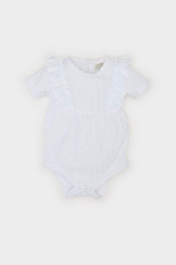 Newborn Baby Girl Short Sleeve Bicycle Neck Bodysuit