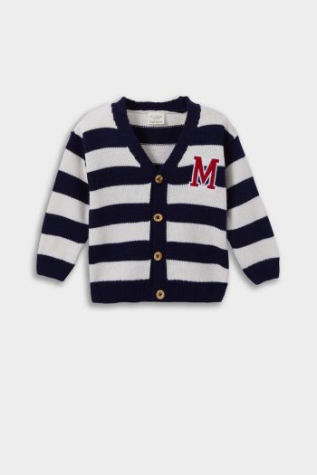 Boys' Buttoned Striped Knit Cardigan