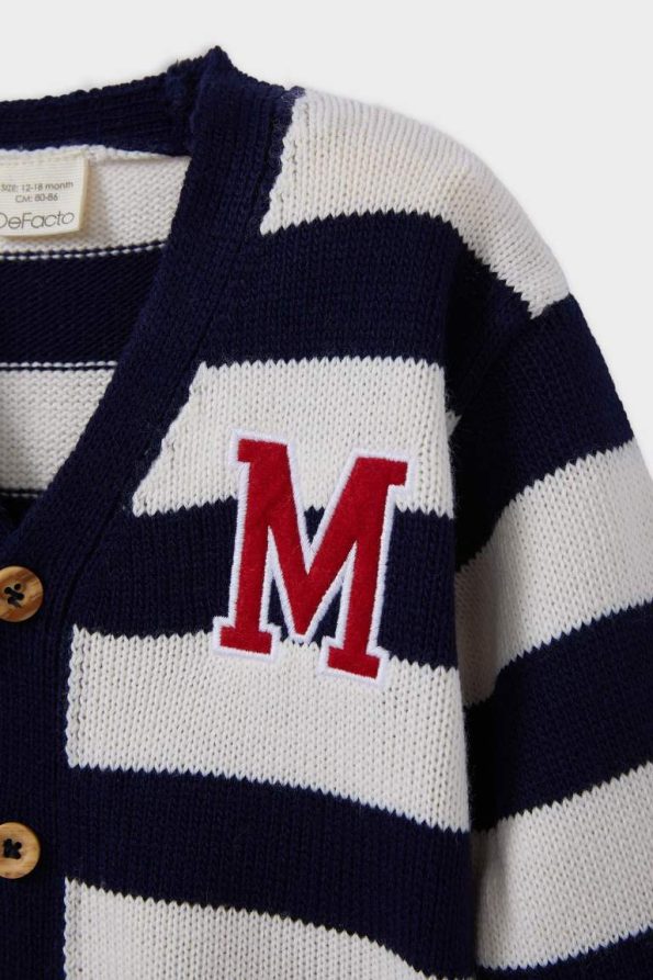 Boys' Buttoned Striped Knit Cardigan