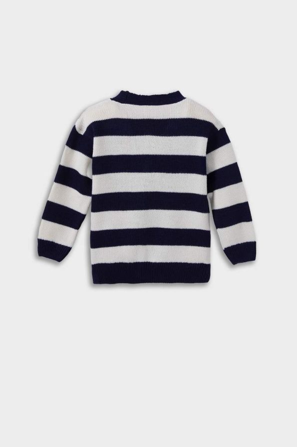 Boys' Buttoned Striped Knit Cardigan