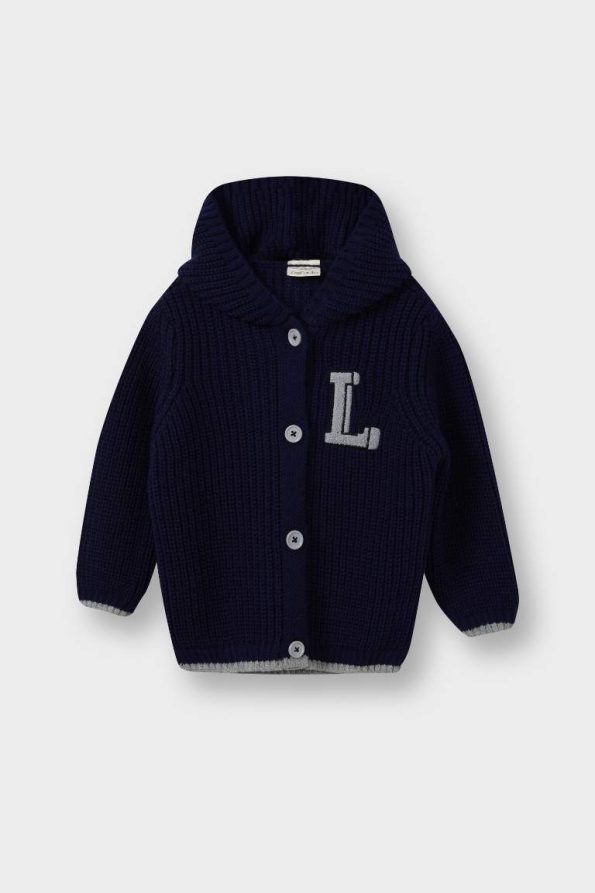 Boys' Button-Up Hooded Knit Cardigan
