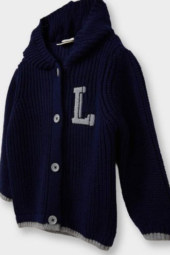 Boys' Button-Up Hooded Knit Cardigan