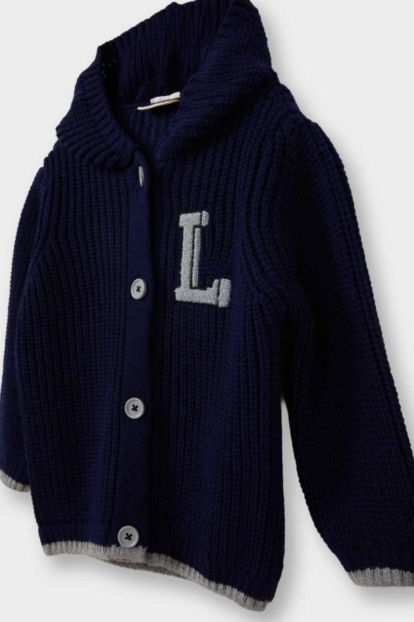 Boys' Button-Up Hooded Knit Cardigan