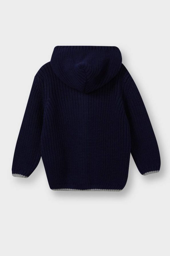 Boys' Button-Up Hooded Knit Cardigan