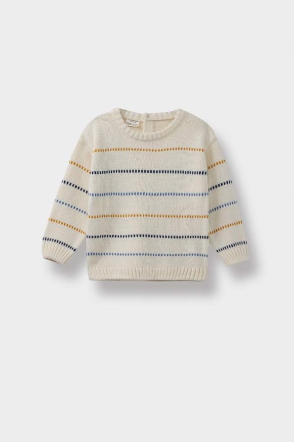 Boys' Striped Crew Neck Knit Sweater