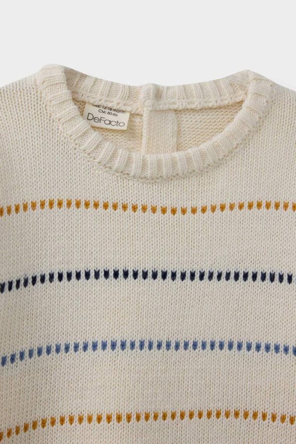 Boys' Striped Crew Neck Knit Sweater