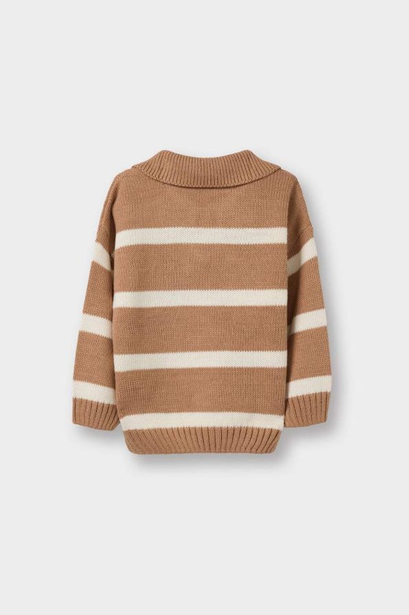 Boys' Striped Polo Neck Knit Sweater