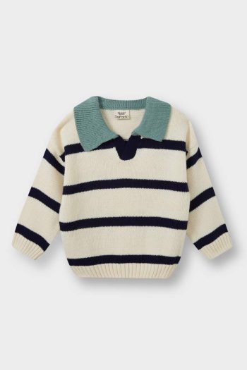 Boys' Striped Polo Neck Knit Sweater