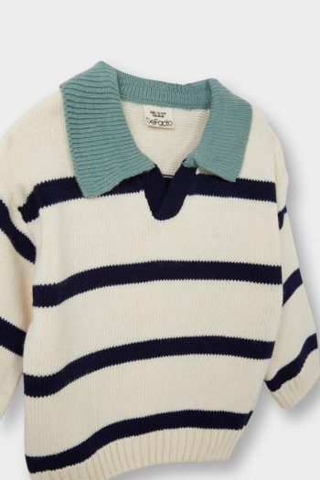 Boys' Striped Polo Neck Knit Sweater