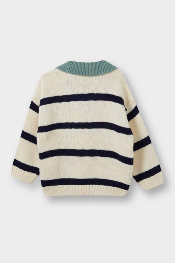 Boys' Striped Polo Neck Knit Sweater