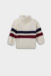 Boys' Striped Knit Sweater with Zippered Stand Collar