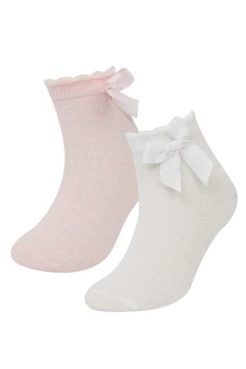Non-Slip Sole 2-Pack Cotton Long Socks for Baby Girls