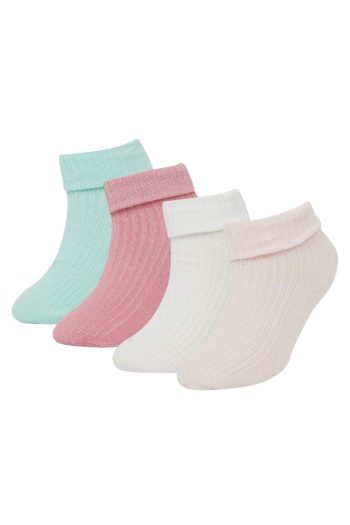 Seamless 4-Pack Cotton Long Socks for Baby Girls