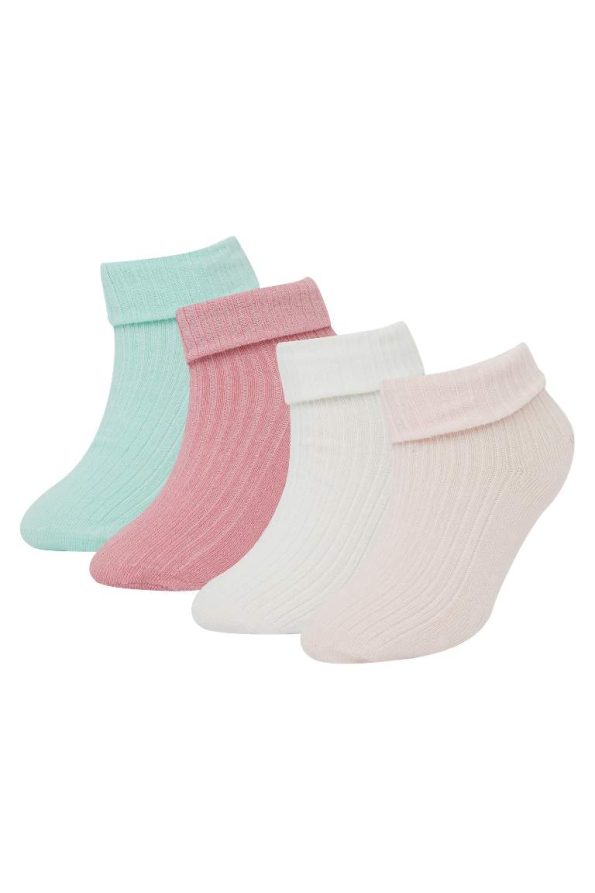 Seamless 4-Pack Cotton Long Socks for Baby Girls