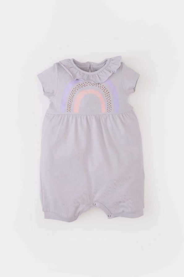 Newborn Baby Girl Rainbow Print Short-Sleeve Romper