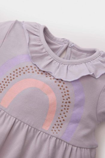 Newborn Baby Girl Rainbow Print Short-Sleeve Romper