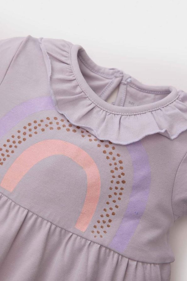 Newborn Baby Girl Rainbow Print Short-Sleeve Romper