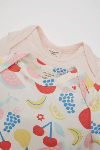 Baby Girl Newborn Envelope Collar Fruit Patterned Cotton T-Shirt Set