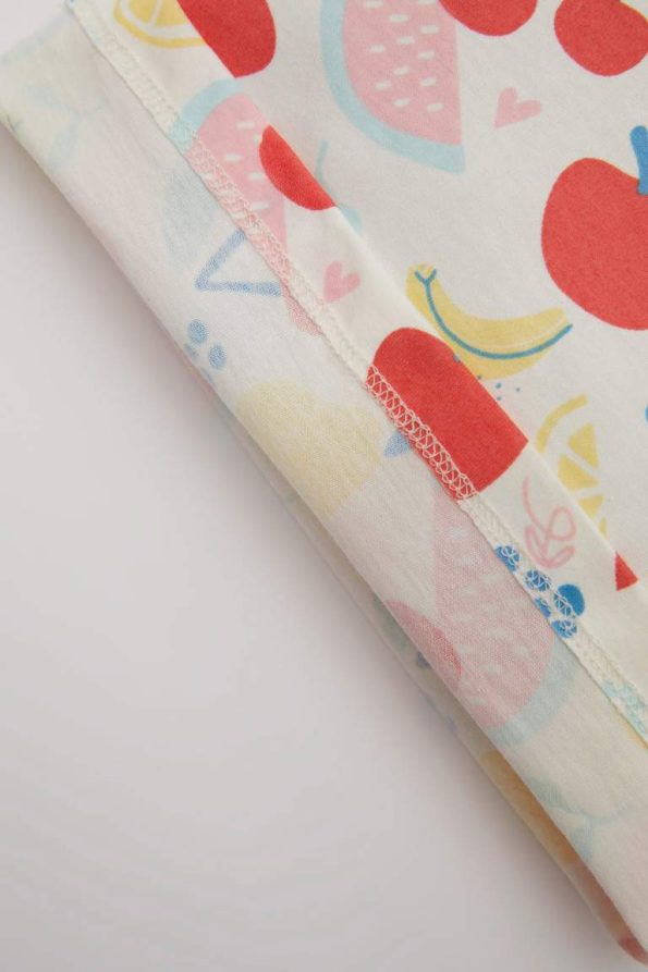 Baby Girl Newborn Envelope Collar Fruit Patterned Cotton T-Shirt Set