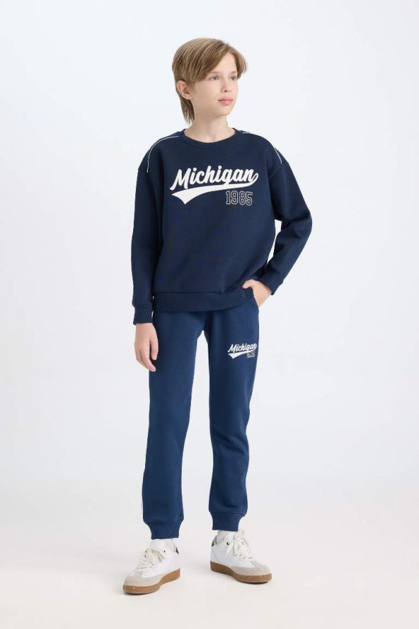 Boys' Navy Blue Oversized Print Sweatshirt