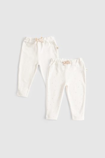 2-Pack Organic Cotton Baby Pants Twig Ecru