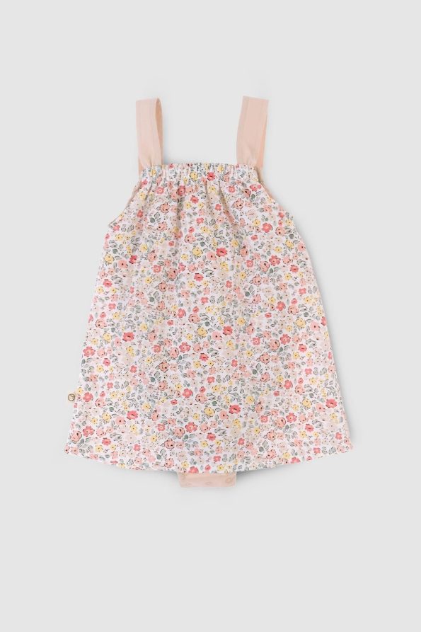 Floral Pattern Organic Cotton Baby Dress Onesie