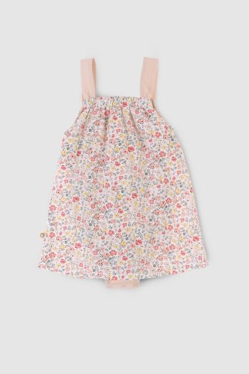 Floral Pattern Organic Cotton Baby Dress Onesie