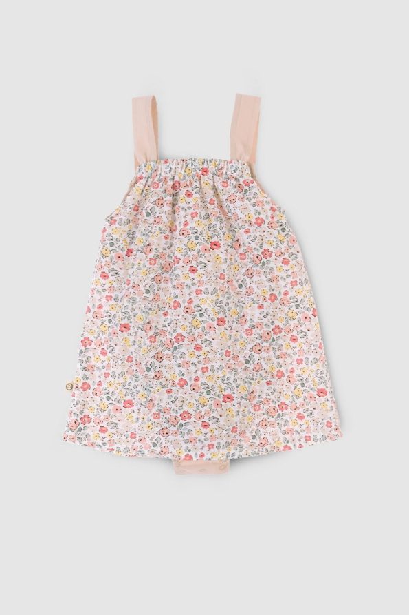 Floral Pattern Organic Cotton Baby Dress Onesie