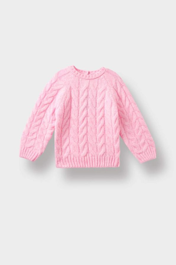 Girls' Knitted Sweater with Braided Collar
