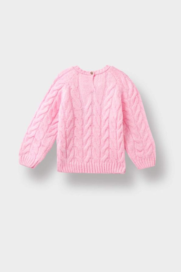 Girls' Knitted Sweater with Braided Collar
