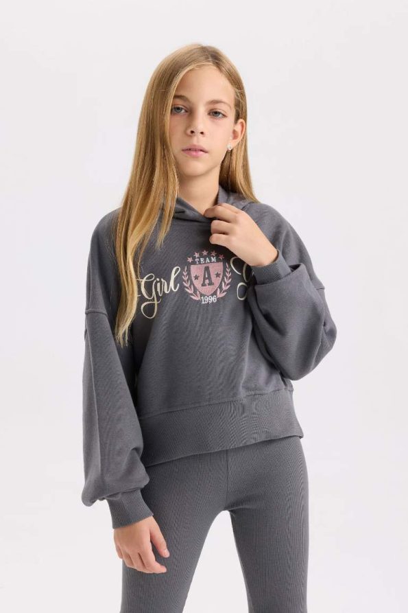 Girls' 2-Piece Printed Hoodie and Ribbed Leggings Set