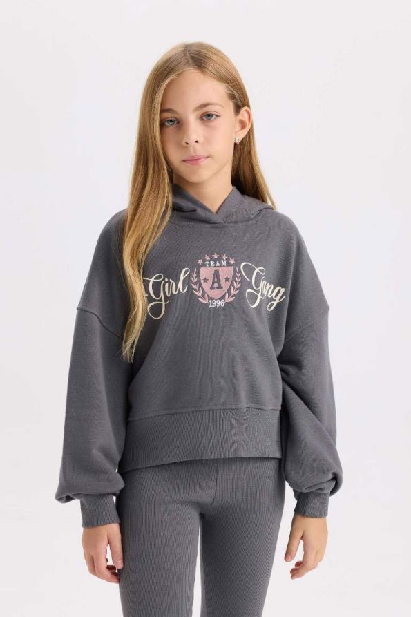 Girls' 2-Piece Printed Hoodie and Ribbed Leggings Set