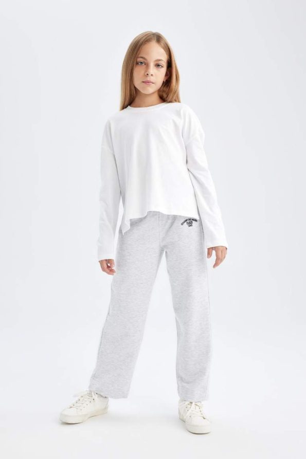 Girls' Carrot Fit Printed Sweatpants with Elastic Waistband