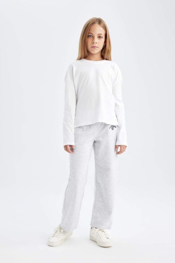 Girls' Carrot Fit Printed Sweatpants with Elastic Waistband