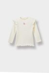 Girls' Floral Ribbed Long Sleeve School T-Shirt