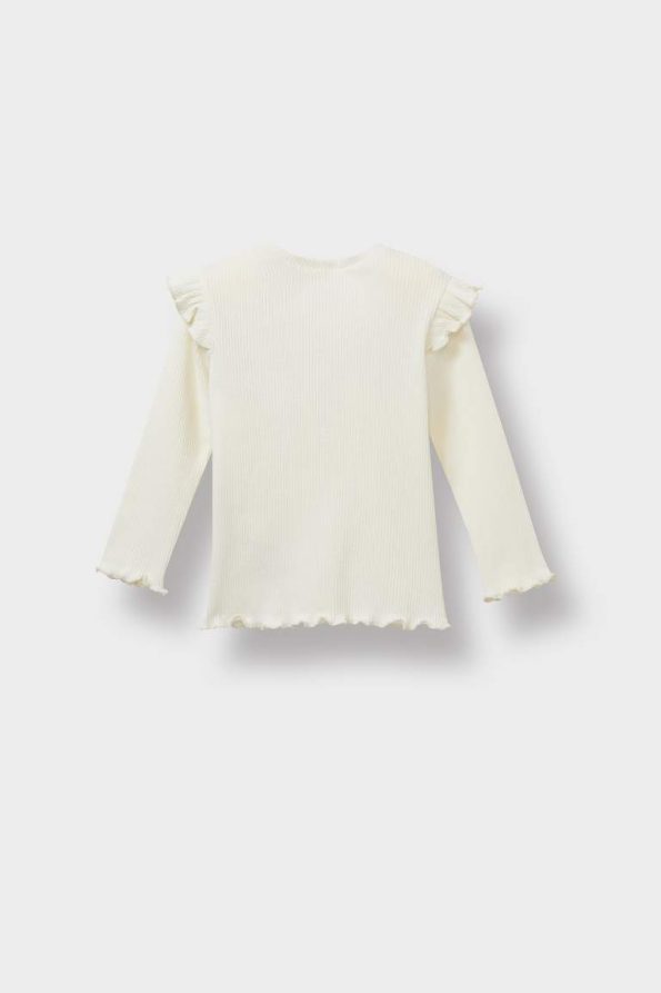 Girls' Floral Ribbed Long Sleeve School T-Shirt