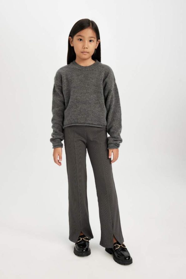 Girls' Spanish Flared Cut-Out Standard Fit Ribbed Leggings
