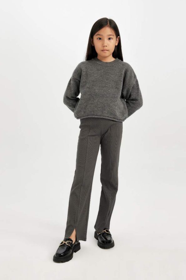 Girls' Spanish Flared Cut-Out Standard Fit Ribbed Leggings