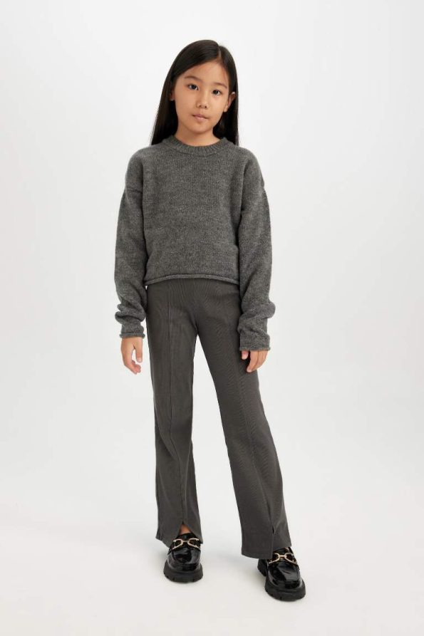 Girls' Spanish Flared Cut-Out Standard Fit Ribbed Leggings