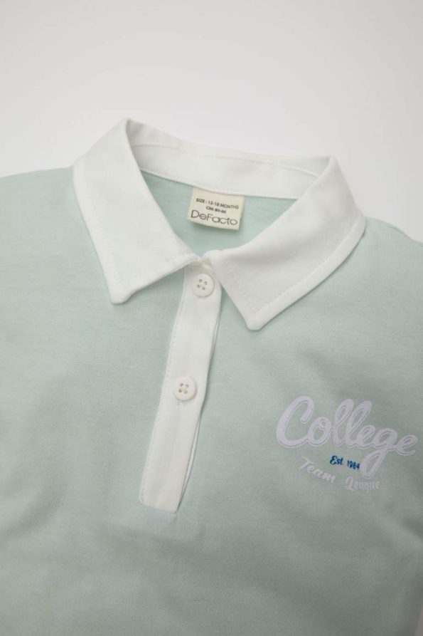 Girls' Short Sleeve Shirt with Printed Collar