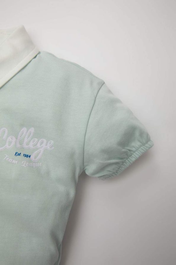 Girls' Short Sleeve Shirt with Printed Collar