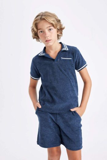 Boys' Short Sleeve T-Shirt with Apache Collar