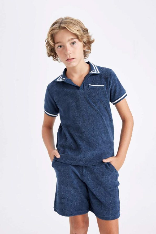 Boys' Short Sleeve T-Shirt with Apache Collar