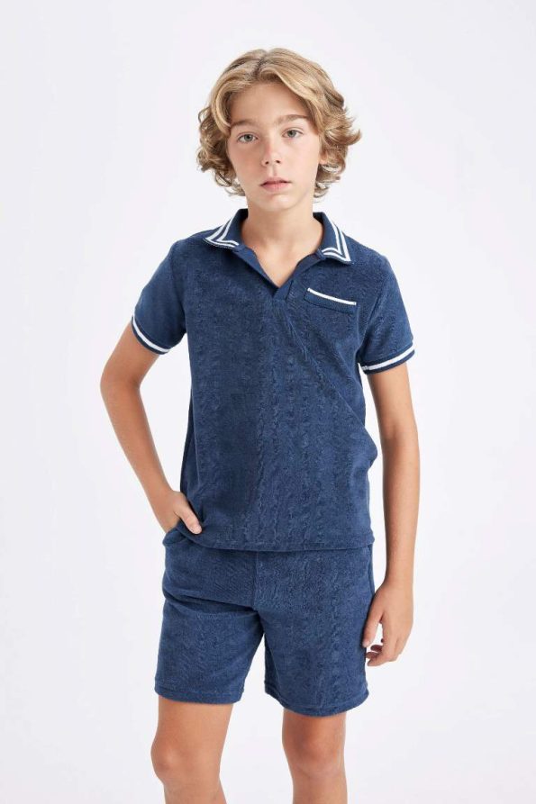 Boys' Short Sleeve T-Shirt with Apache Collar