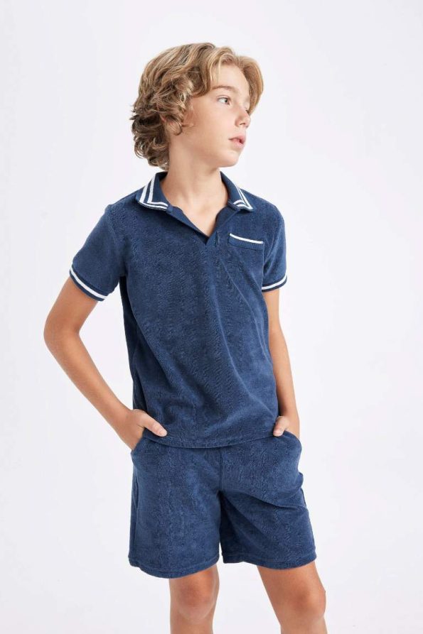 Boys' Short Sleeve T-Shirt with Apache Collar