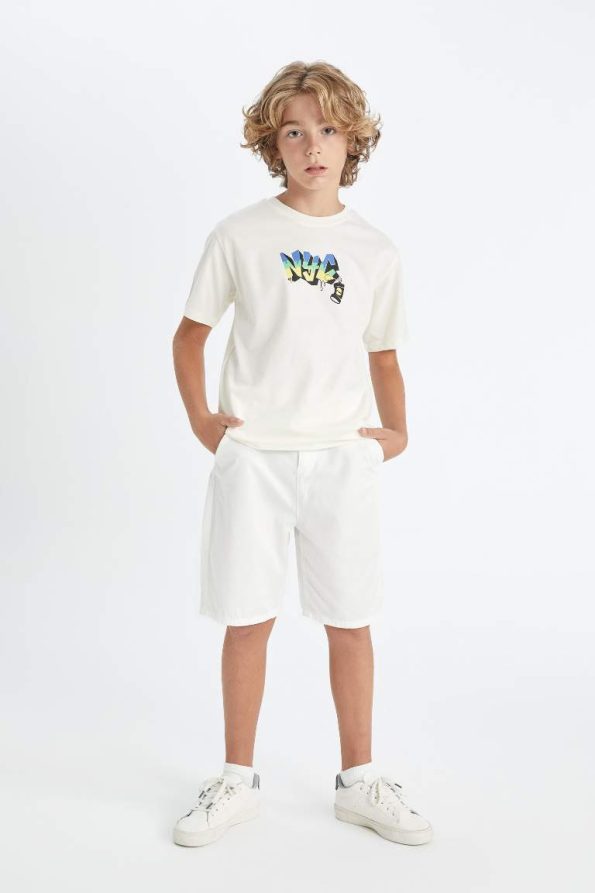 Boys' Short Sleeve Embroidered Crew Neck T-Shirt