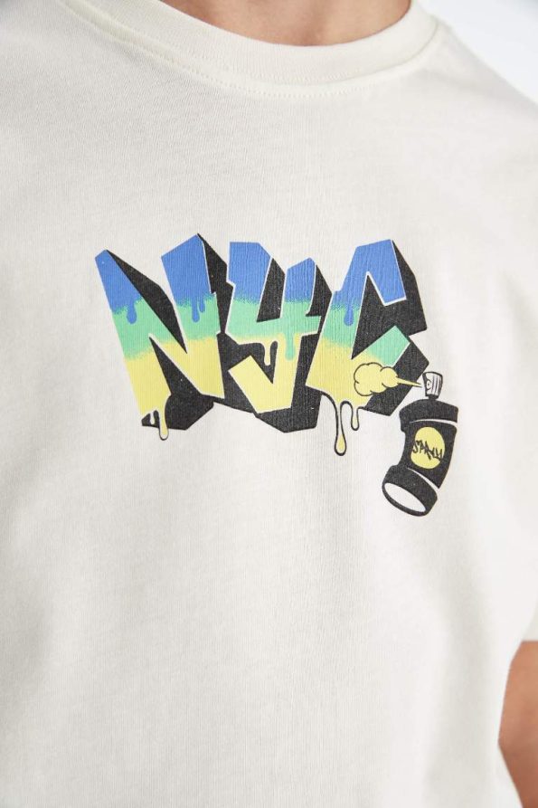 Boys' Short Sleeve Embroidered Crew Neck T-Shirt