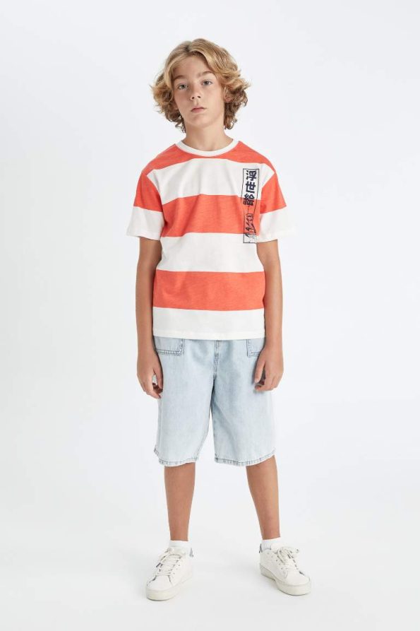 Boys' Striped Short Sleeve Crew Neck T-Shirt