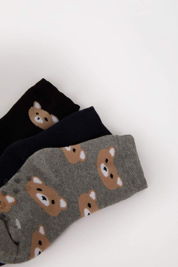 Boys' Non-Slip Cotton Terry Socks - Set of 3